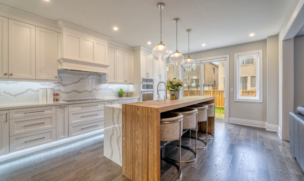 Modern kitchen in Perth with a stylish, balanced colour scheme featuring soft neutrals and natural textures